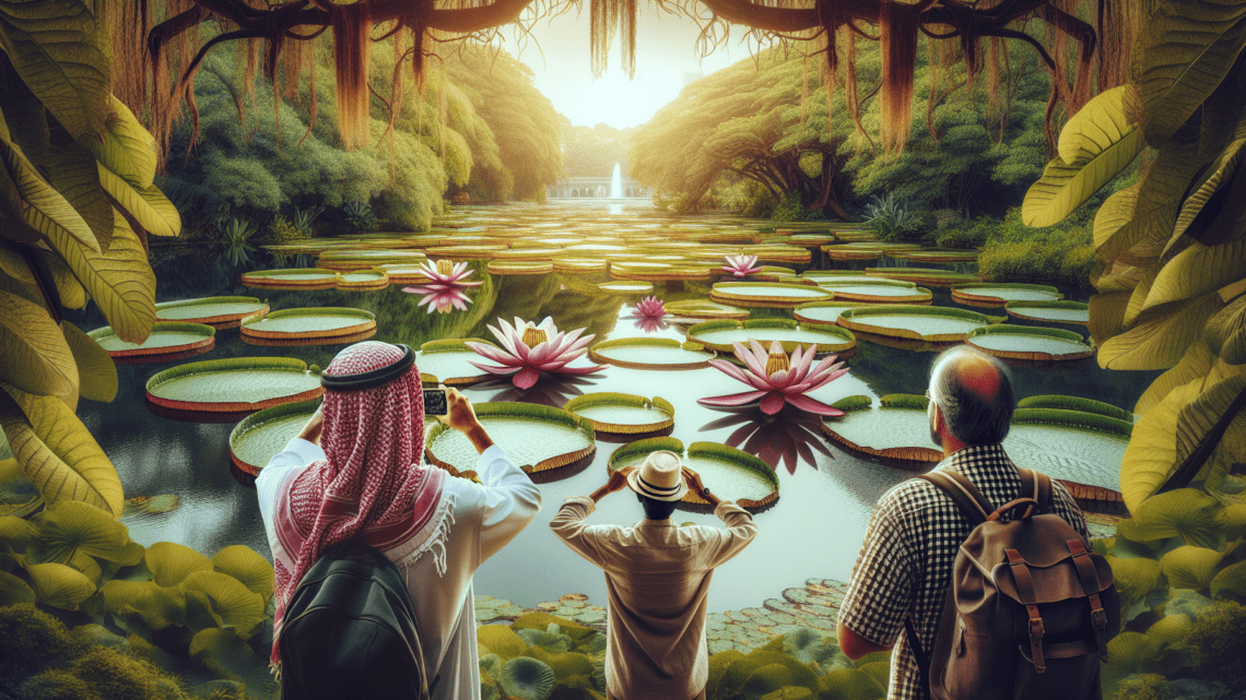 Beobachtung der Riesenlilien im Botanischen Garten von Pamplemousses